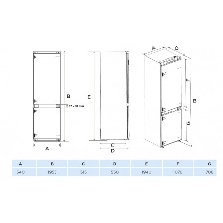 Frigider încorporabil 60 mm  FBFN 3101 A-2